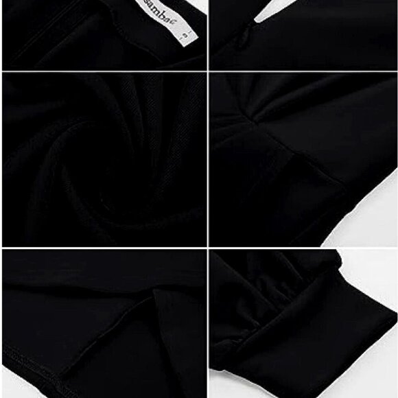 JASAMBAC Women's Wear to Work Dresses Pencil Midi Dresses Black 2XL - Picture 4 of 9